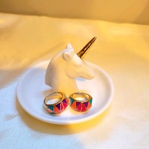 Vintage color block rings